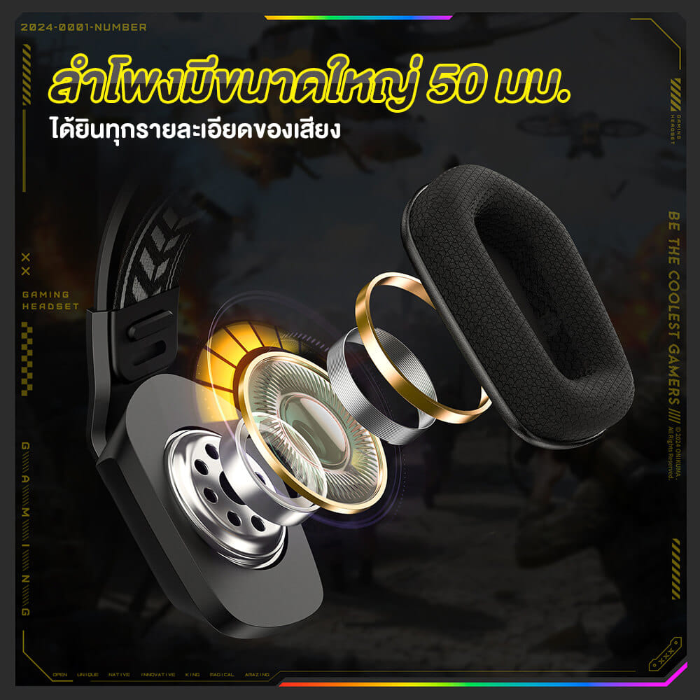 หูฟังเกมมิ่ง ONIKUMA X13 GAMING HEADSET - สีดำ_5